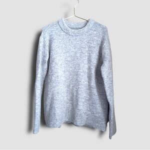 Roots Grey Cozy Mohair Alpaca Wool Blend Pullover Crewneck Sweater